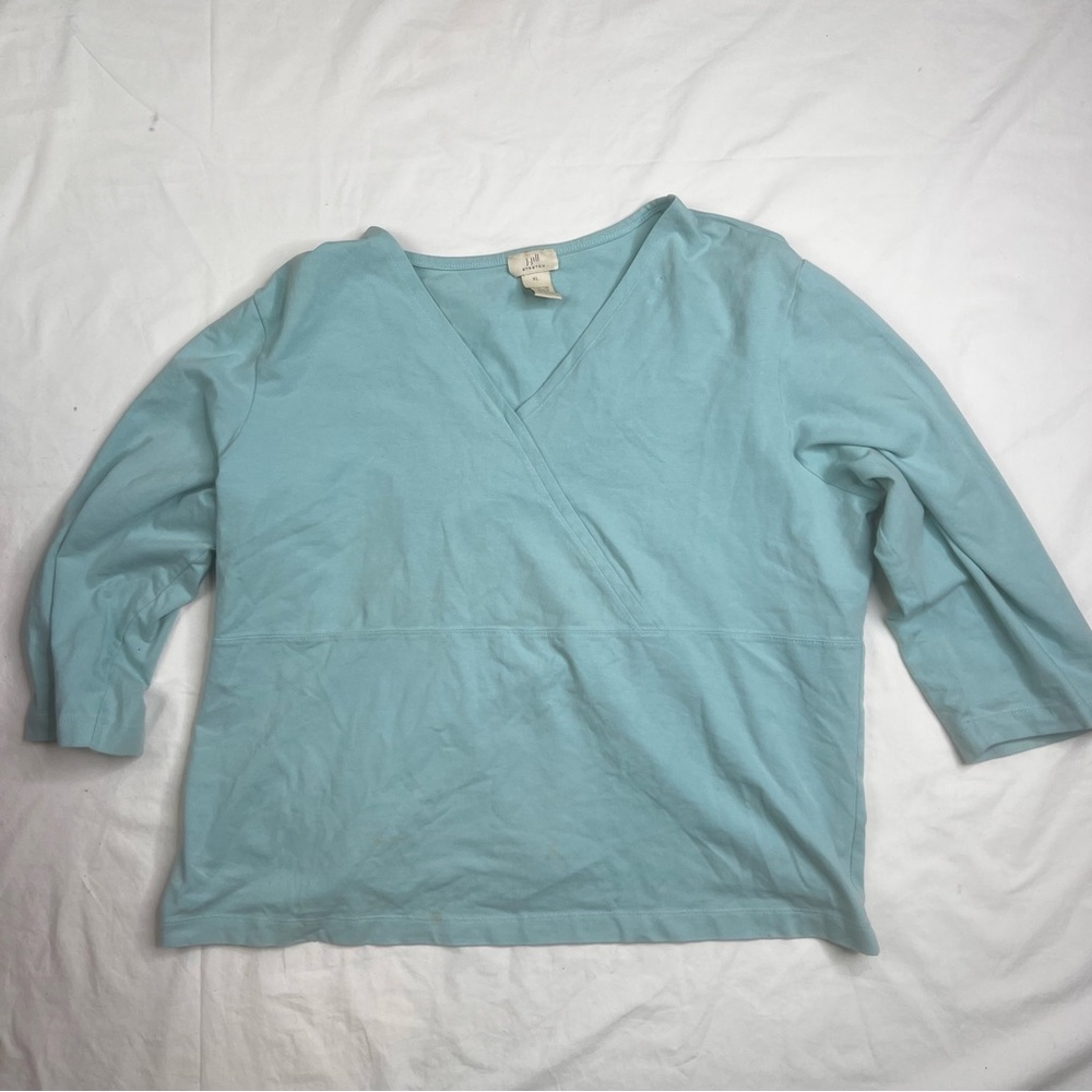 J. Jill Stretch Blouse  3/4 Sleeve Premium Size XL   V Neck Cotton L030123